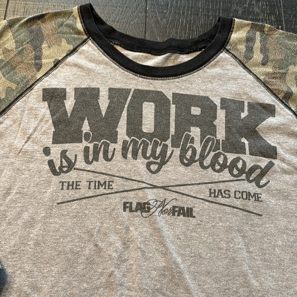 Flag Nor Fail Gray and Camouflage Raglan Shirt - Picture 2 of 4